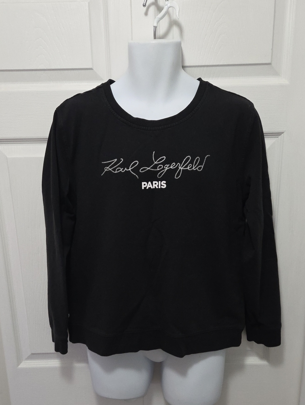 Karl Lagerfeld Size Large Black Sweatshirt with White Logo